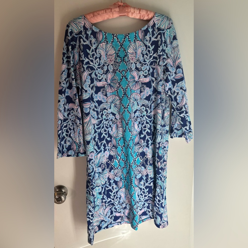Lilly Pulitzer NWT size XL Bay Dress. Lapis Lazuli pattern. 100% cotton.